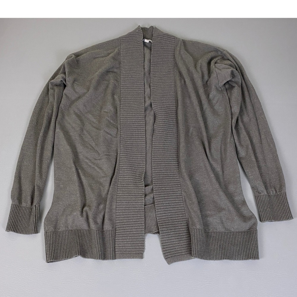 Evolution by Cyrus Cardigan Sweater Women's Size XL Gray Open Front Shawl